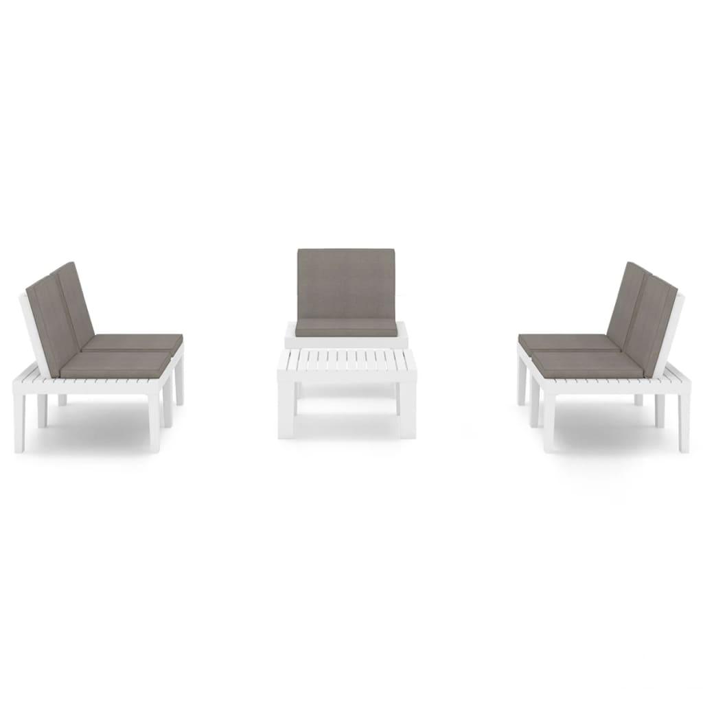4 Piece Garden Lounge Set with Cushions Plastic White