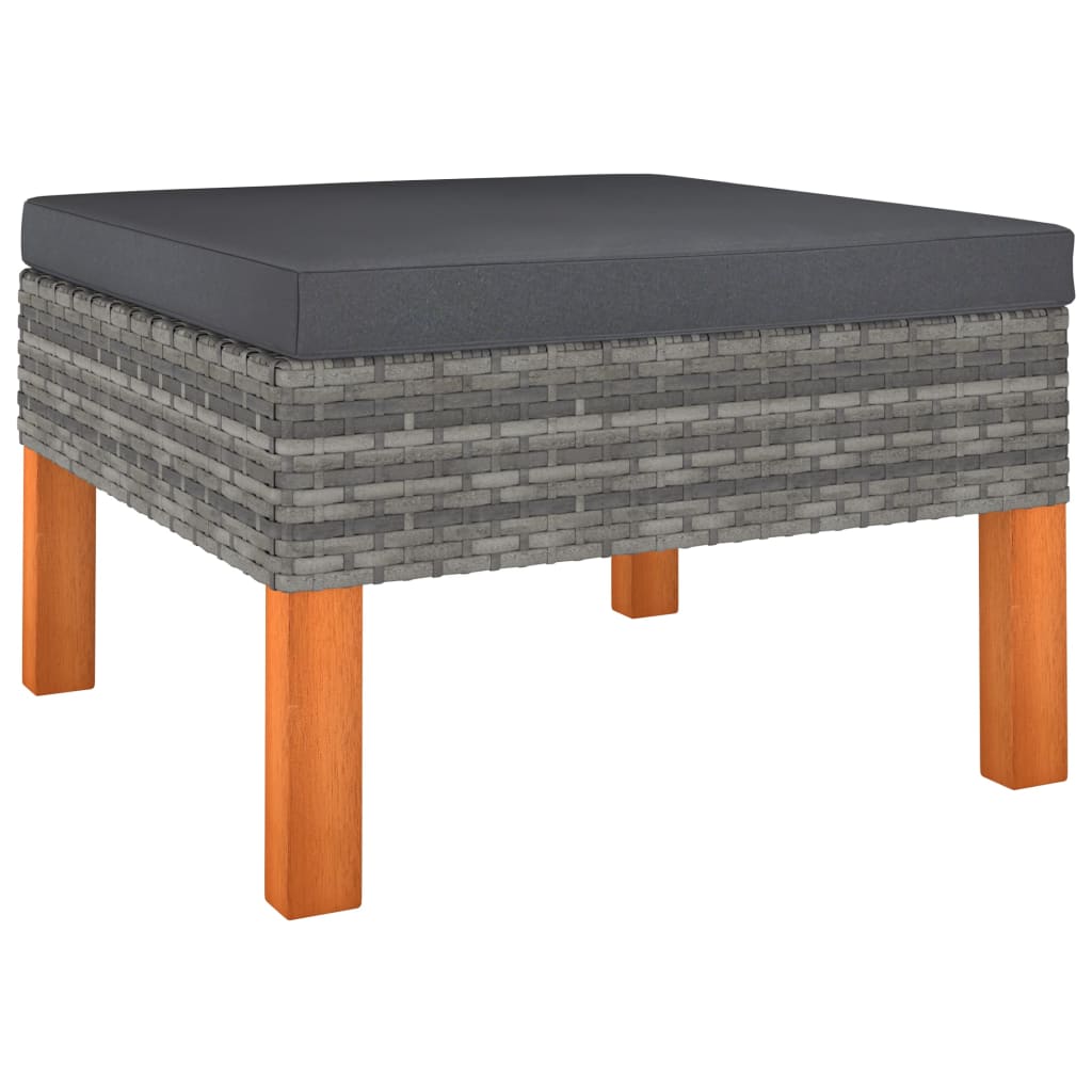 10 Piece Garden Lounge Set with Cushions Poly Rattan Grey