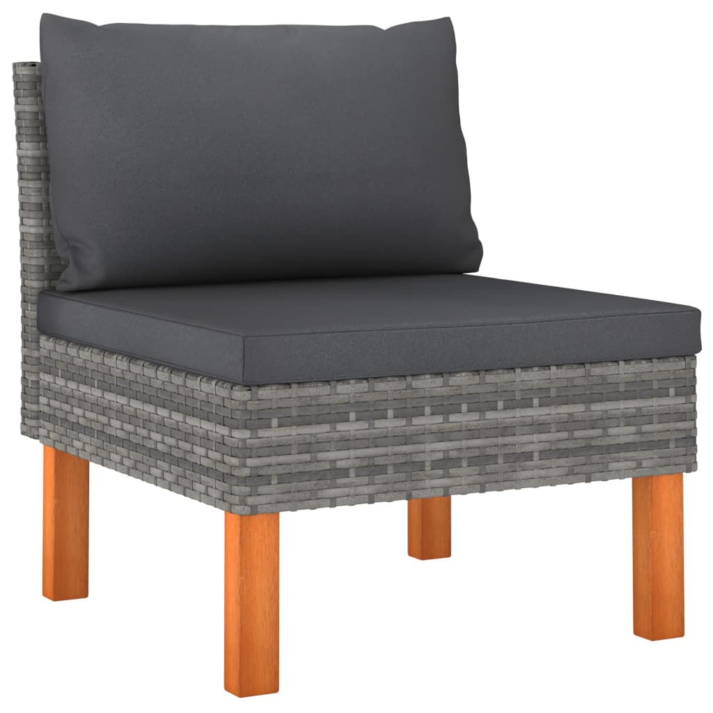 10 Piece Garden Lounge Set with Cushions Poly Rattan Grey