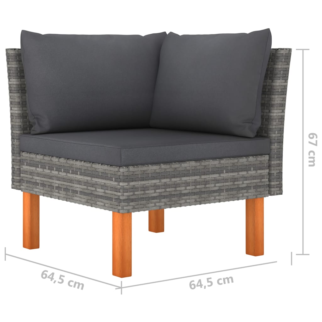 10 Piece Garden Lounge Set with Cushions Poly Rattan Grey