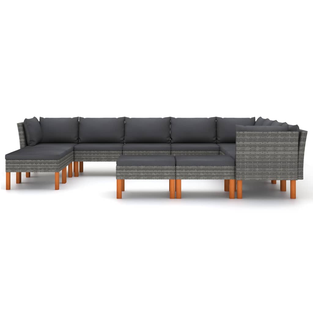 12 Piece Garden Lounge Set with Cushions Poly Rattan Grey