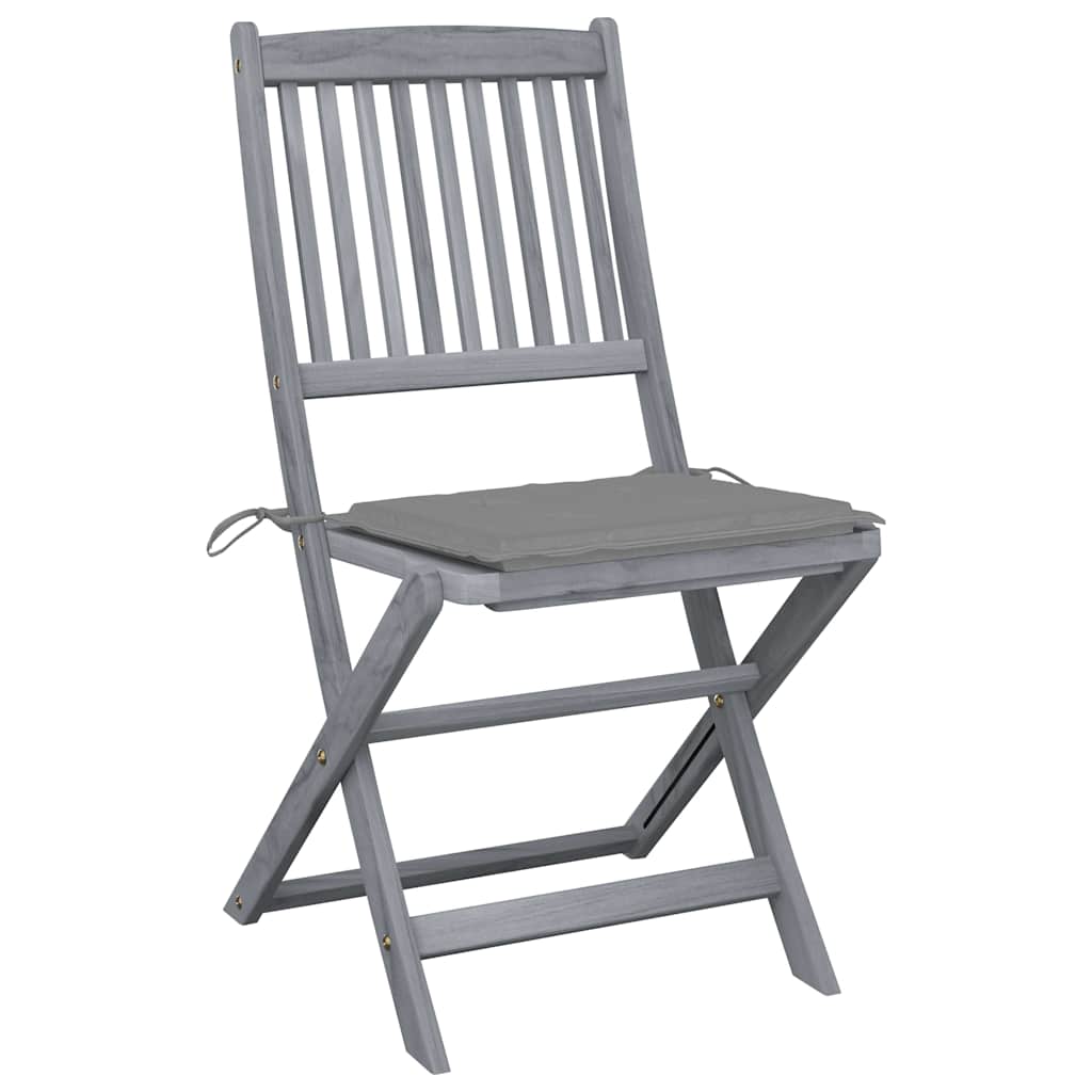 Folding Chairs 6 pcs with Cushions Solid Acacia Wood