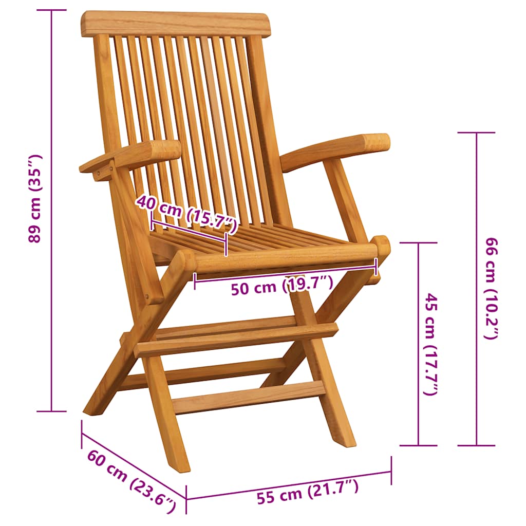 Garden Chairs with Anthracite Cushions 4 pcs Solid Teak Wood