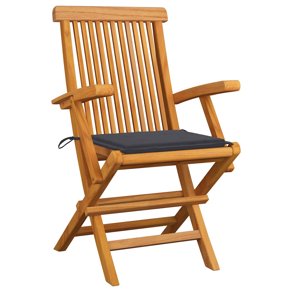 Garden Chairs with Anthracite Cushions 4 pcs Solid Teak Wood