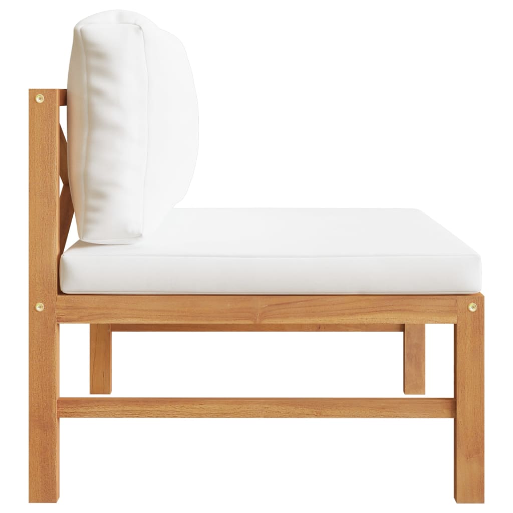 Middle Sofa with Cream Cushions Solid Teak Wood