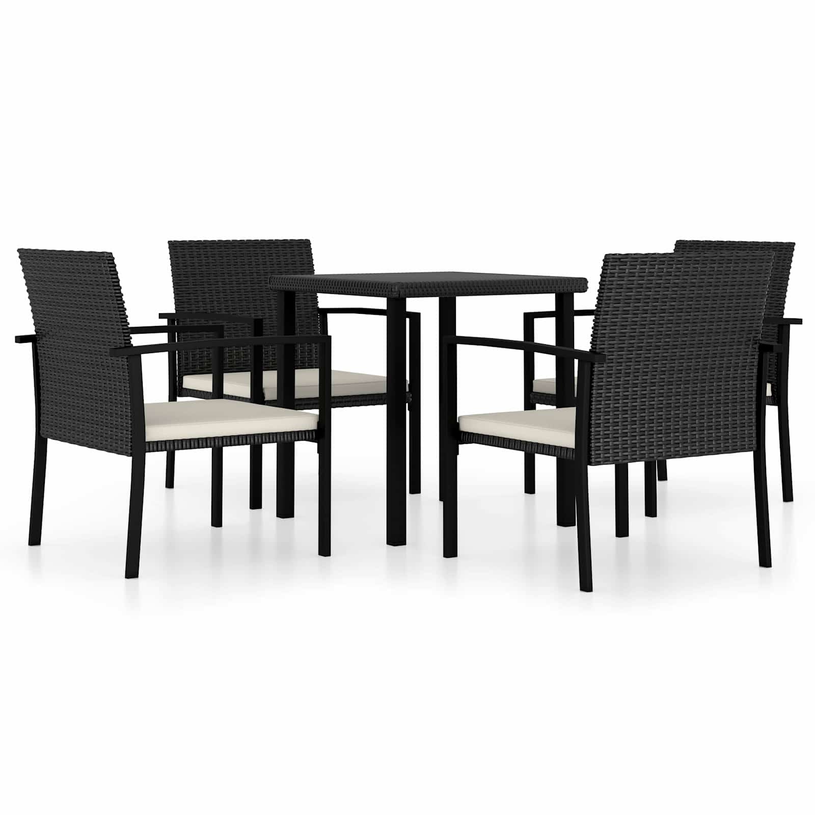 5 Piece Garden Dining Set Poly Rattan Black