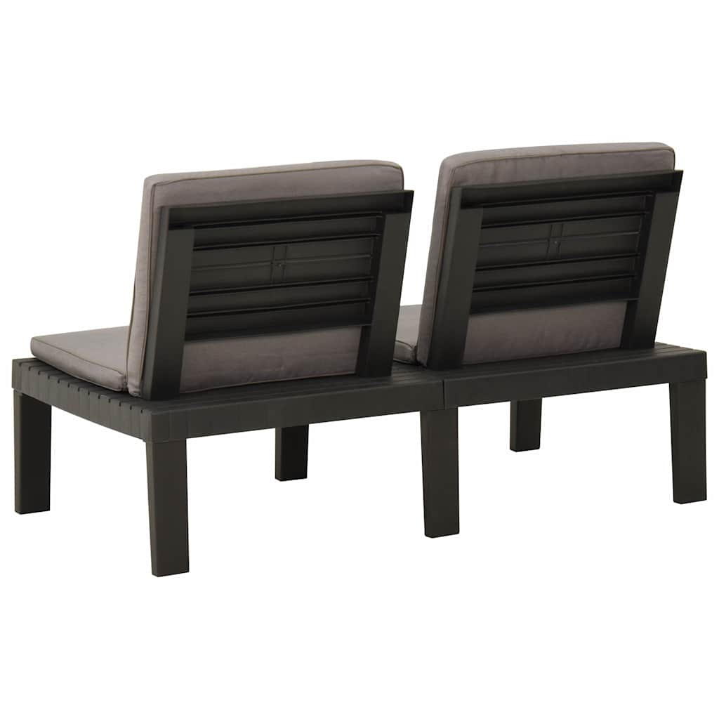 2 Piece Garden Lounge Set with Cushions Plastic Grey