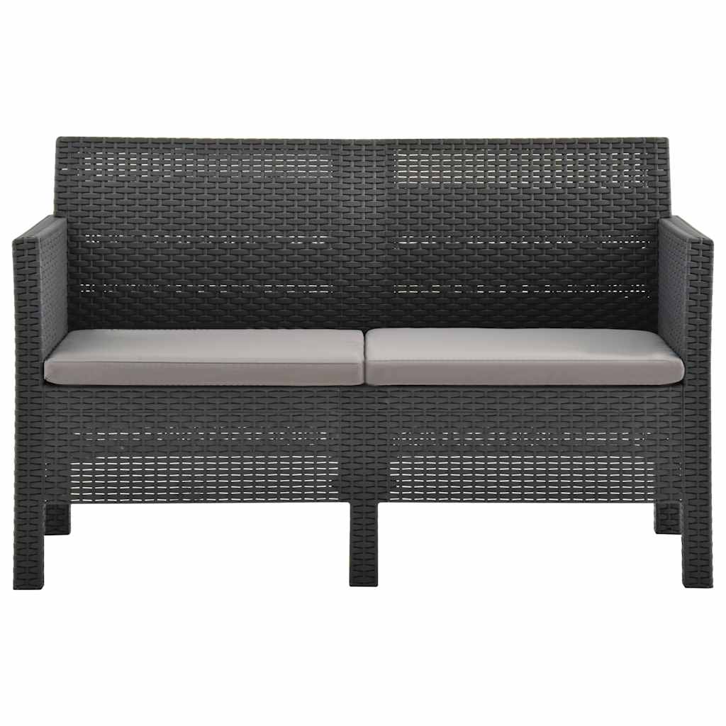 4 Piece Garden Lounge Set with Cushions PP Rattan Anthracite