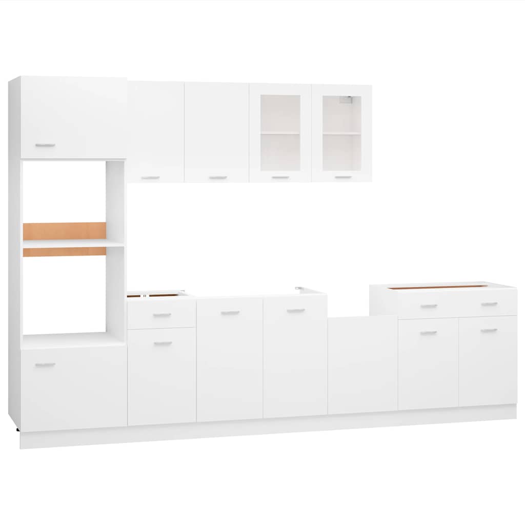 7 Piece Kitchen Cabinet Set Lyon White Engineered Wood