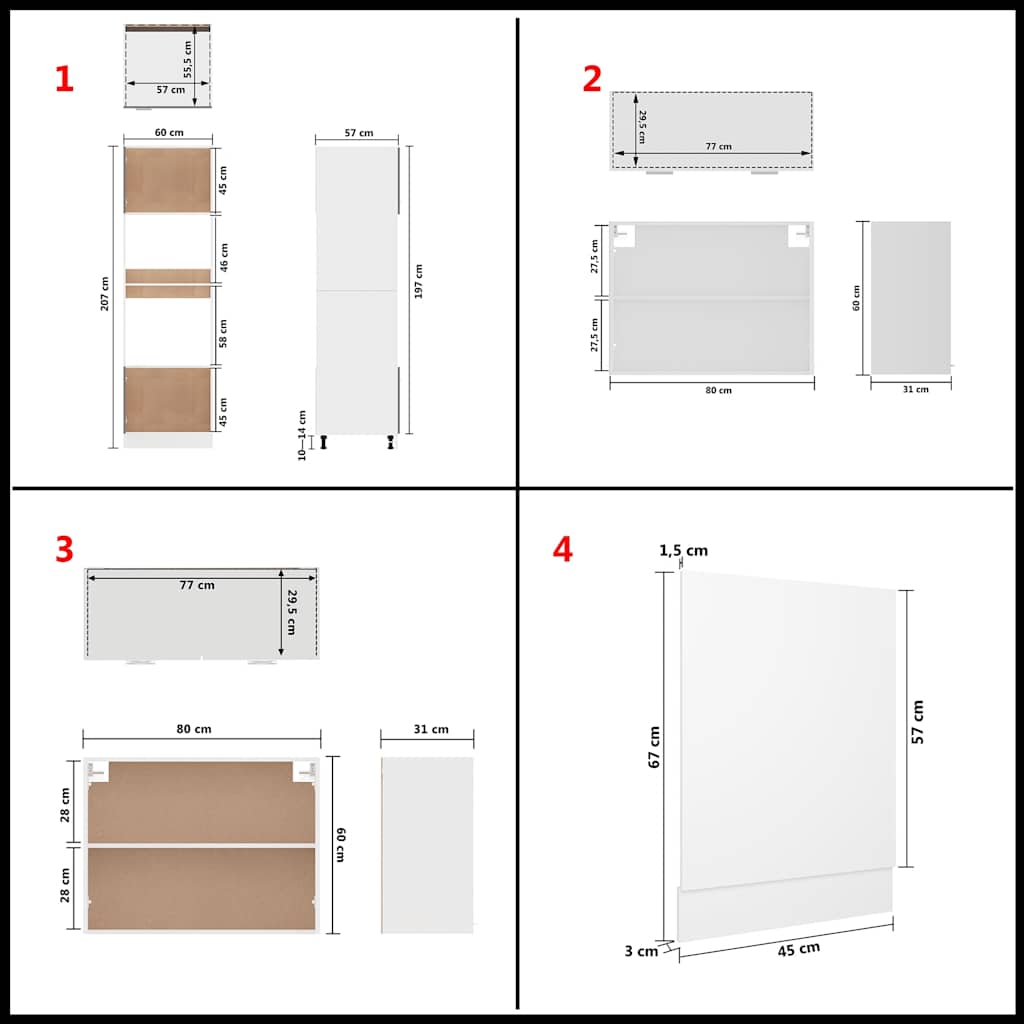 7 Piece Kitchen Cabinet Set Lyon White Engineered Wood