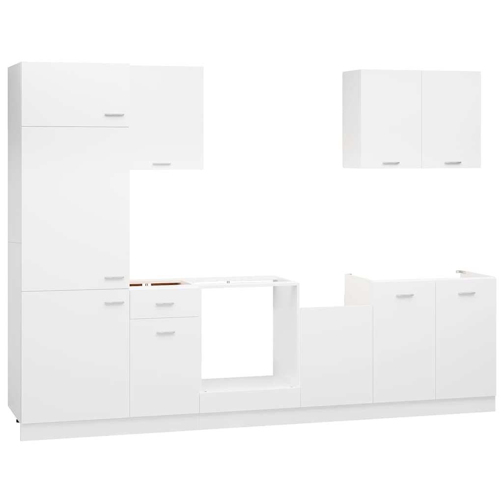 7 Piece Kitchen Cabinet Set Lyon" White Engineered Wood