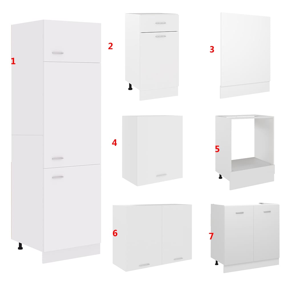 7 Piece Kitchen Cabinet Set Lyon" White Engineered Wood