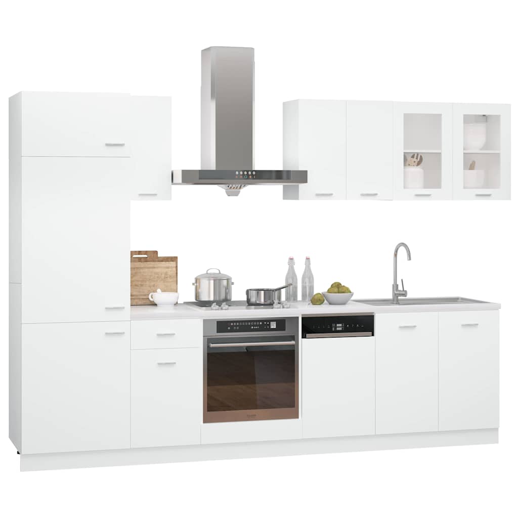 8 Piece Kitchen Cabinet Set Lyon" White Engineered Wood