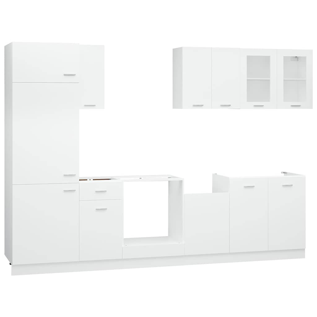 8 Piece Kitchen Cabinet Set Lyon" White Engineered Wood