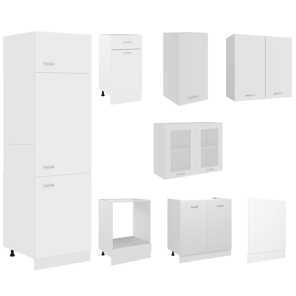 8 Piece Kitchen Cabinet Set Lyon" White Engineered Wood