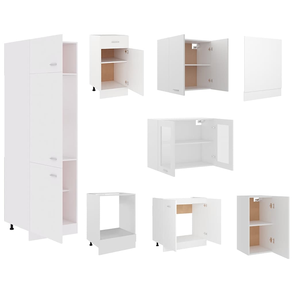 8 Piece Kitchen Cabinet Set Lyon White Engineered Wood