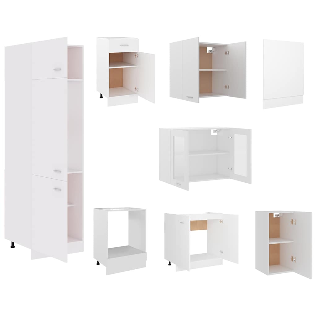 8 Piece Kitchen Cabinet Set Lyon" White Engineered Wood