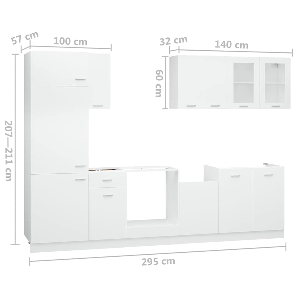 8 Piece Kitchen Cabinet Set Lyon" White Engineered Wood