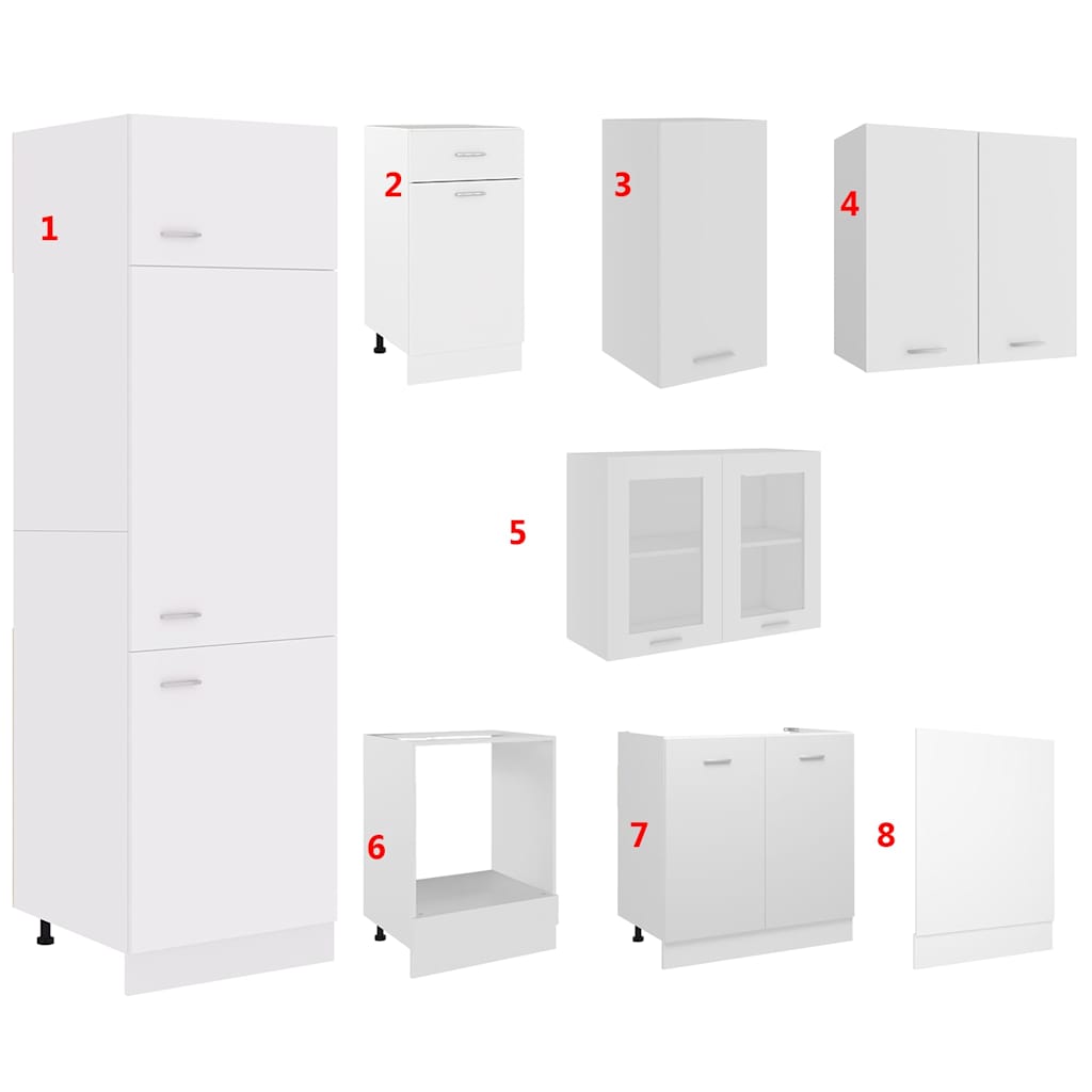 8 Piece Kitchen Cabinet Set Lyon" White Engineered Wood