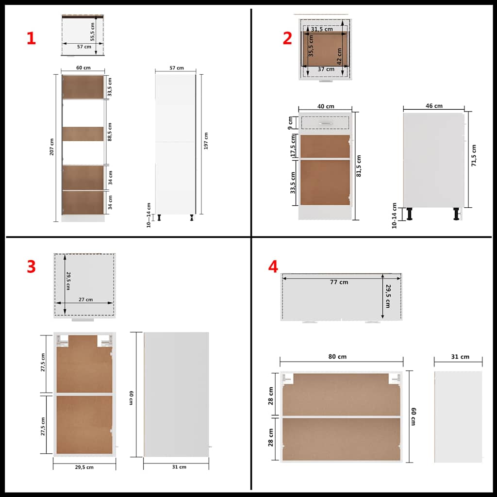 8 Piece Kitchen Cabinet Set Lyon" White Engineered Wood