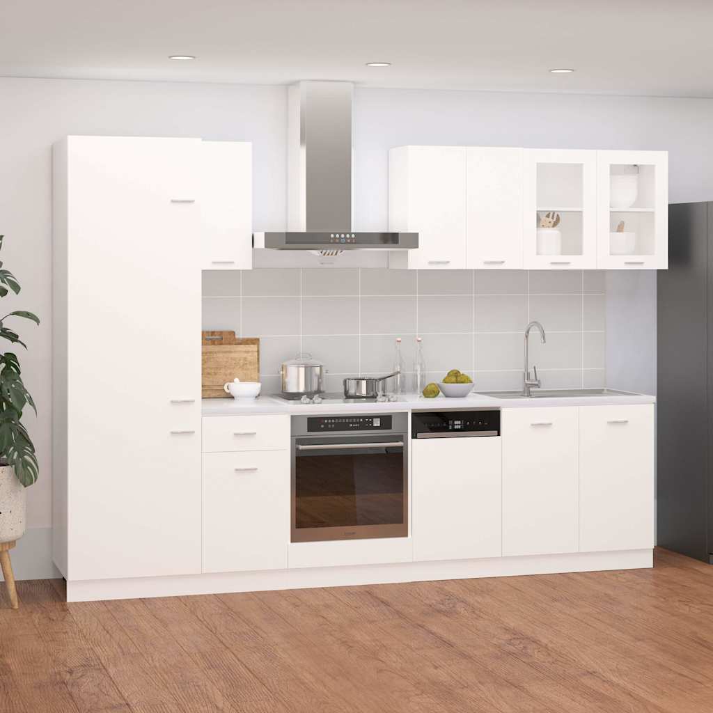 8 Piece Kitchen Cabinet Set Lyon" White Engineered Wood