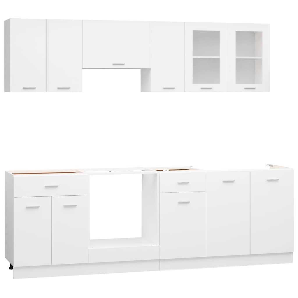 8 Piece Kitchen Cabinet Set "Lyon" White Engineered Wood