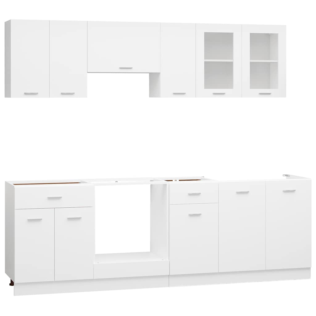 8 Piece Kitchen Cabinet Set "Lyon" White Engineered Wood