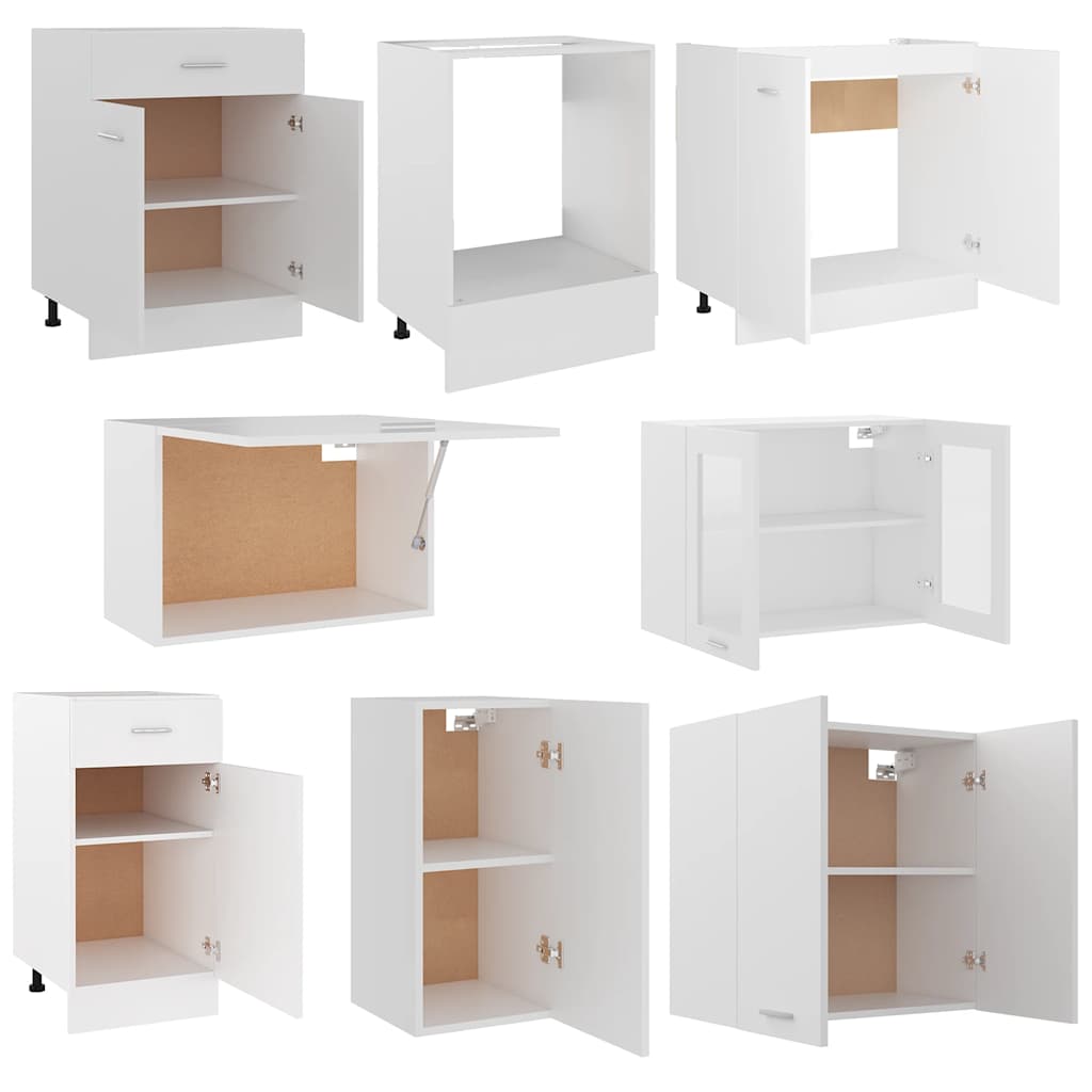 8 Piece Kitchen Cabinet Set "Lyon" White Engineered Wood
