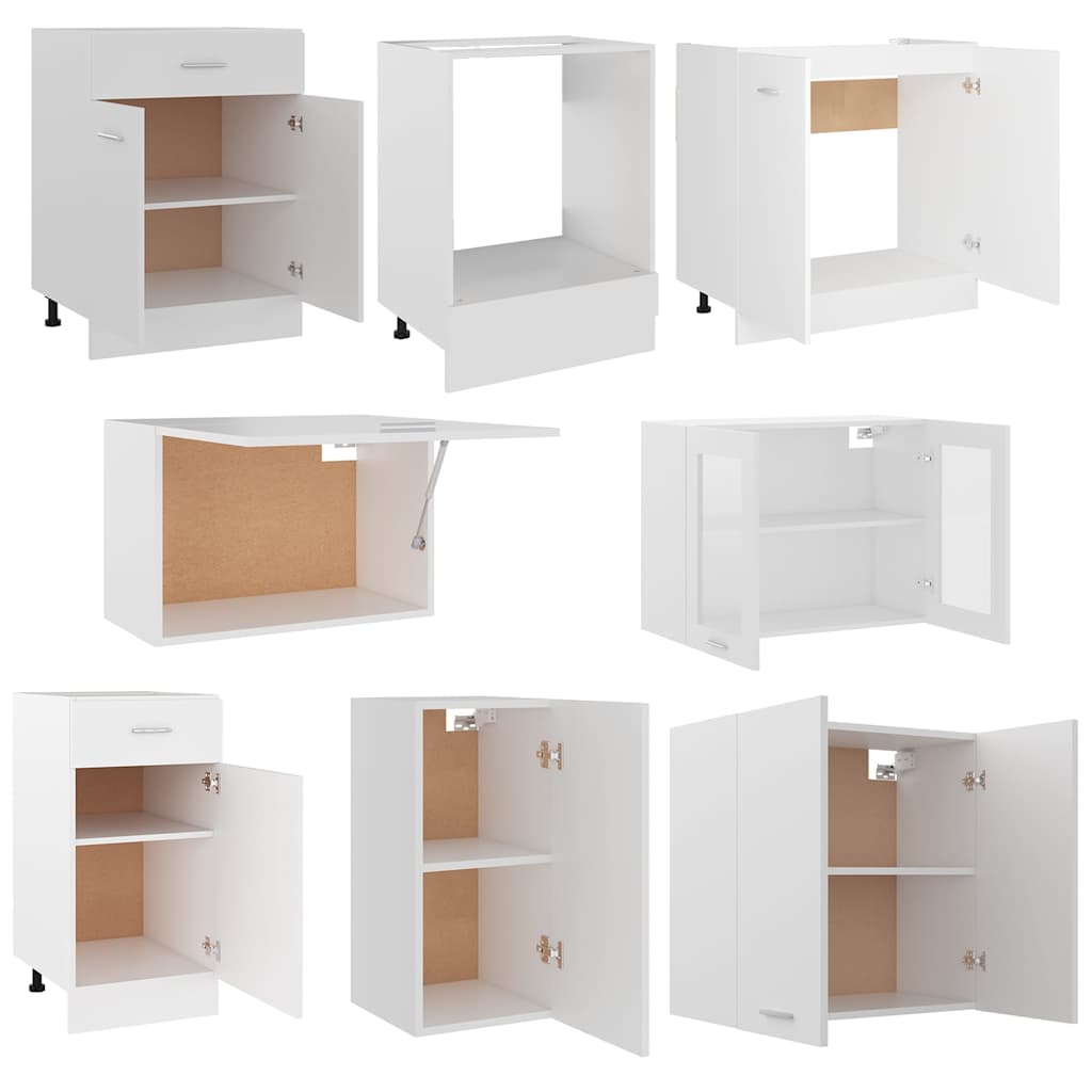8 Piece Kitchen Cabinet Set "Lyon" White Engineered Wood