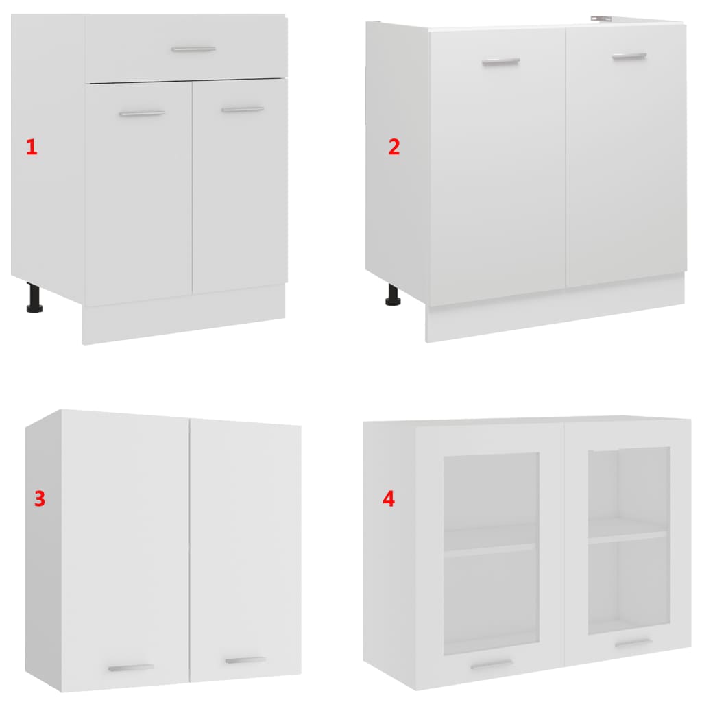 4 Piece Kitchen Cabinet Set "Lyon" White Engineered Wood