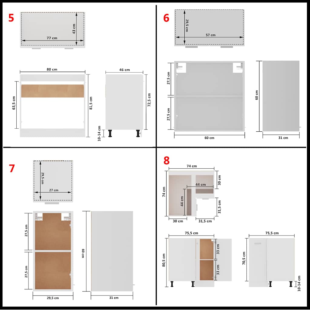 11 Piece Kitchen Cabinet Set Lyon" White Engineered Wood