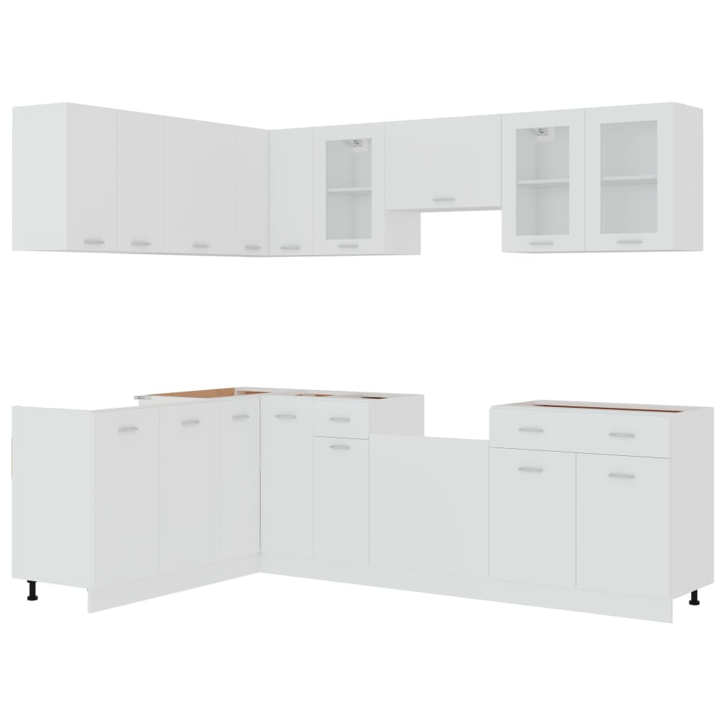 11 Piece Kitchen Cabinet Set Lyon White Engineered Wood
