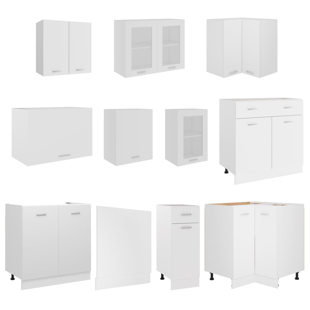 11 Piece Kitchen Cabinet Set Lyon White Engineered Wood