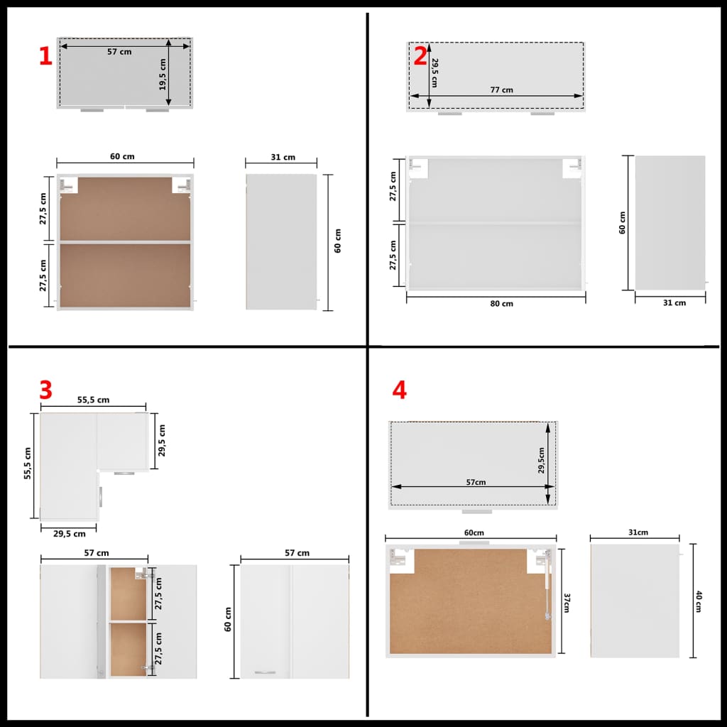 11 Piece Kitchen Cabinet Set Lyon White Engineered Wood