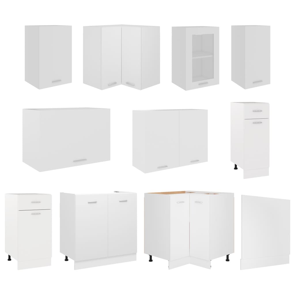 11 Piece Kitchen Cabinet Set Lyon White Engineered Wood