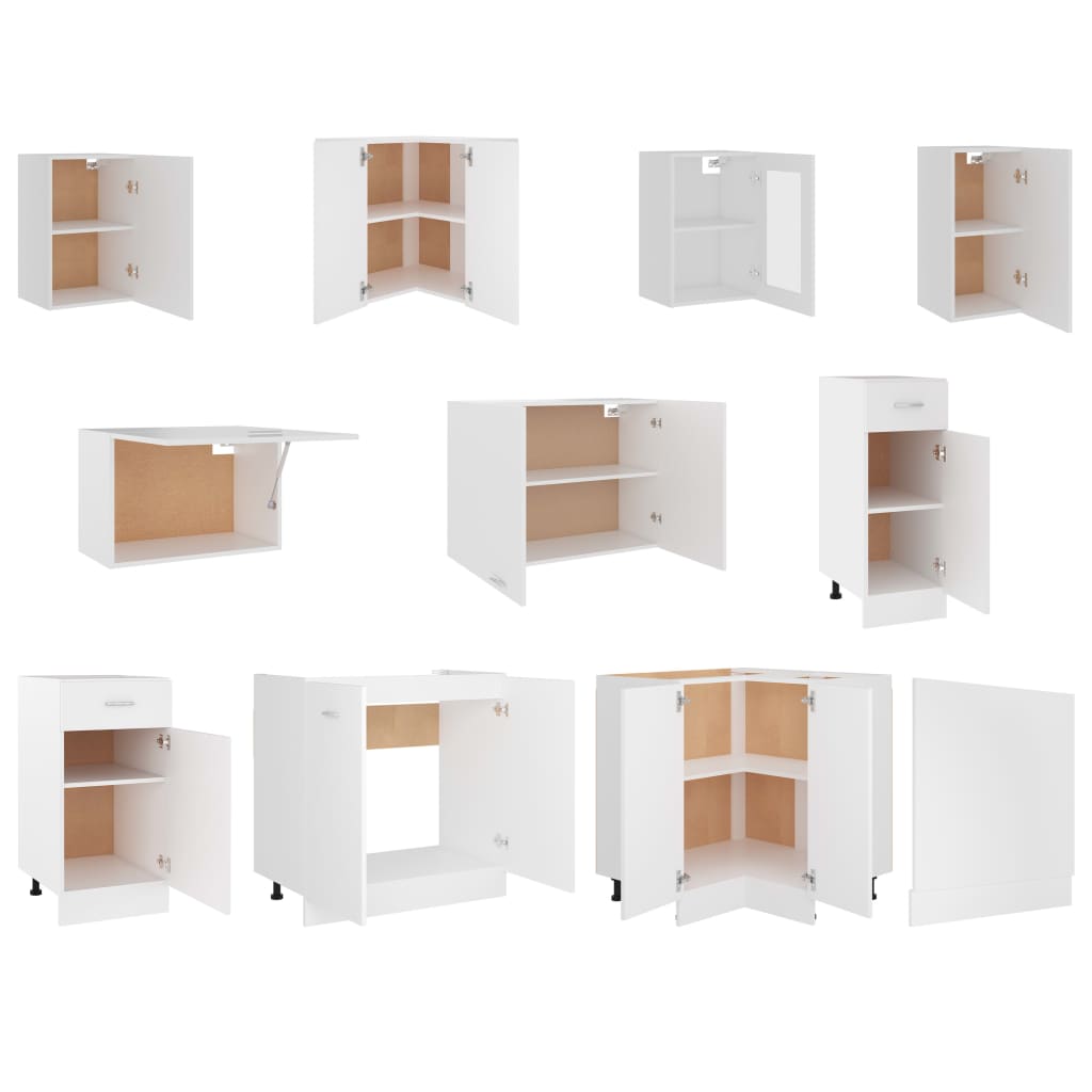11 Piece Kitchen Cabinet Set Lyon White Engineered Wood