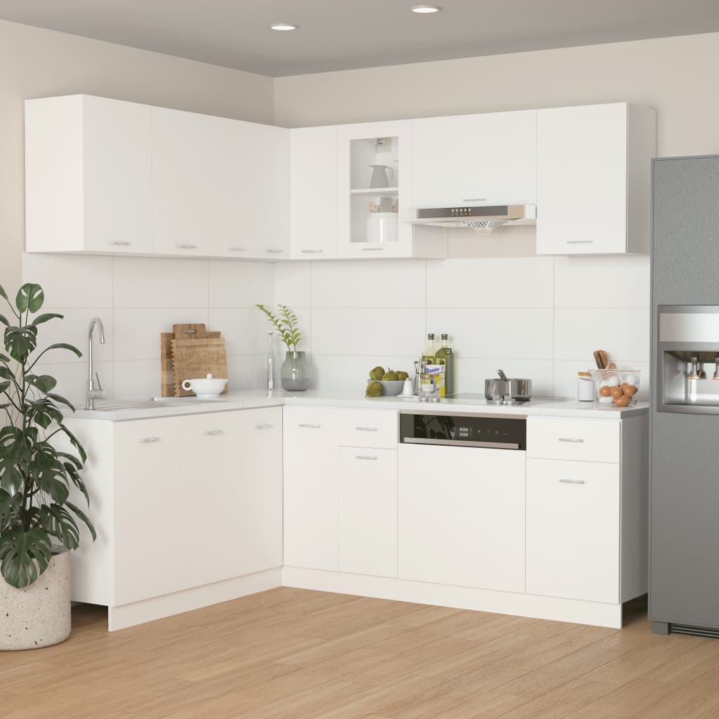 11 Piece Kitchen Cabinet Set Lyon White Engineered Wood
