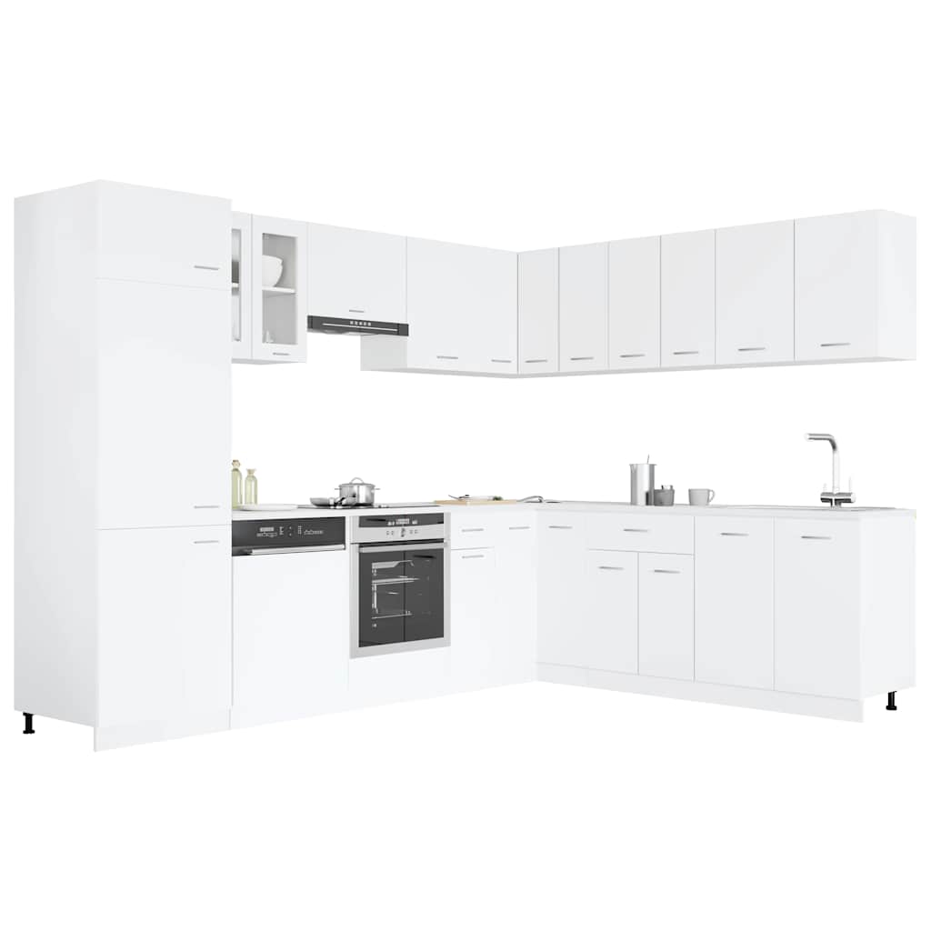 14 Piece Kitchen Cabinet Set Lyon" White Engineered Wood