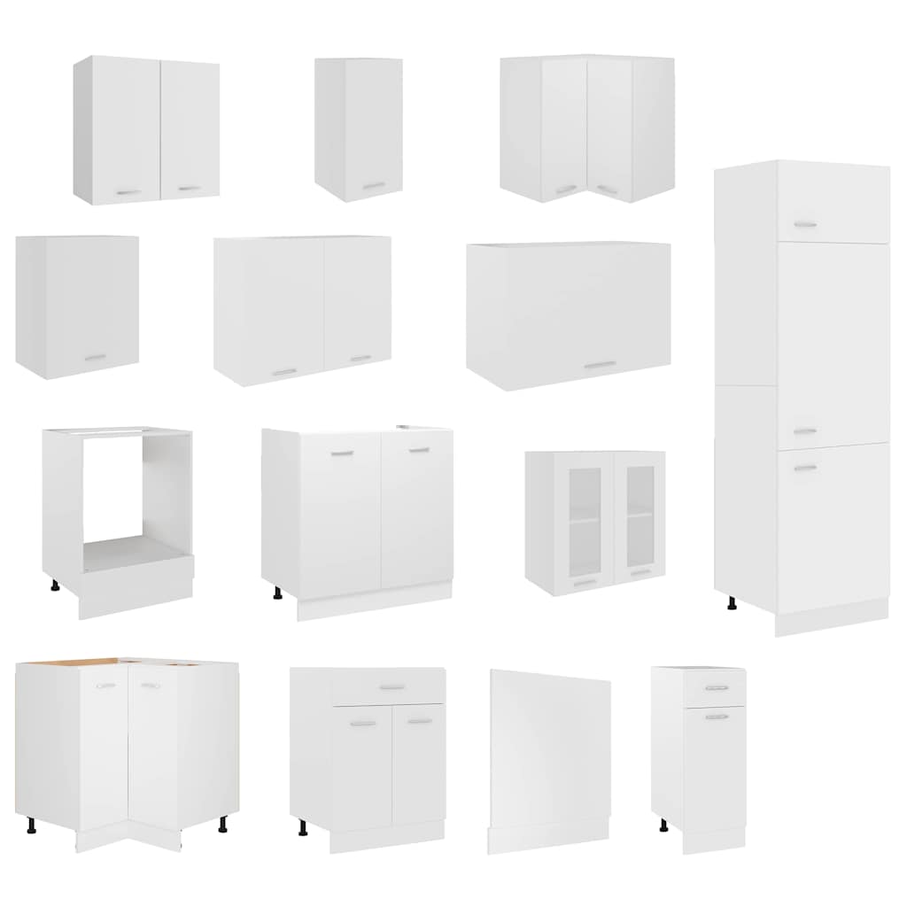 14 Piece Kitchen Cabinet Set Lyon" White Engineered Wood