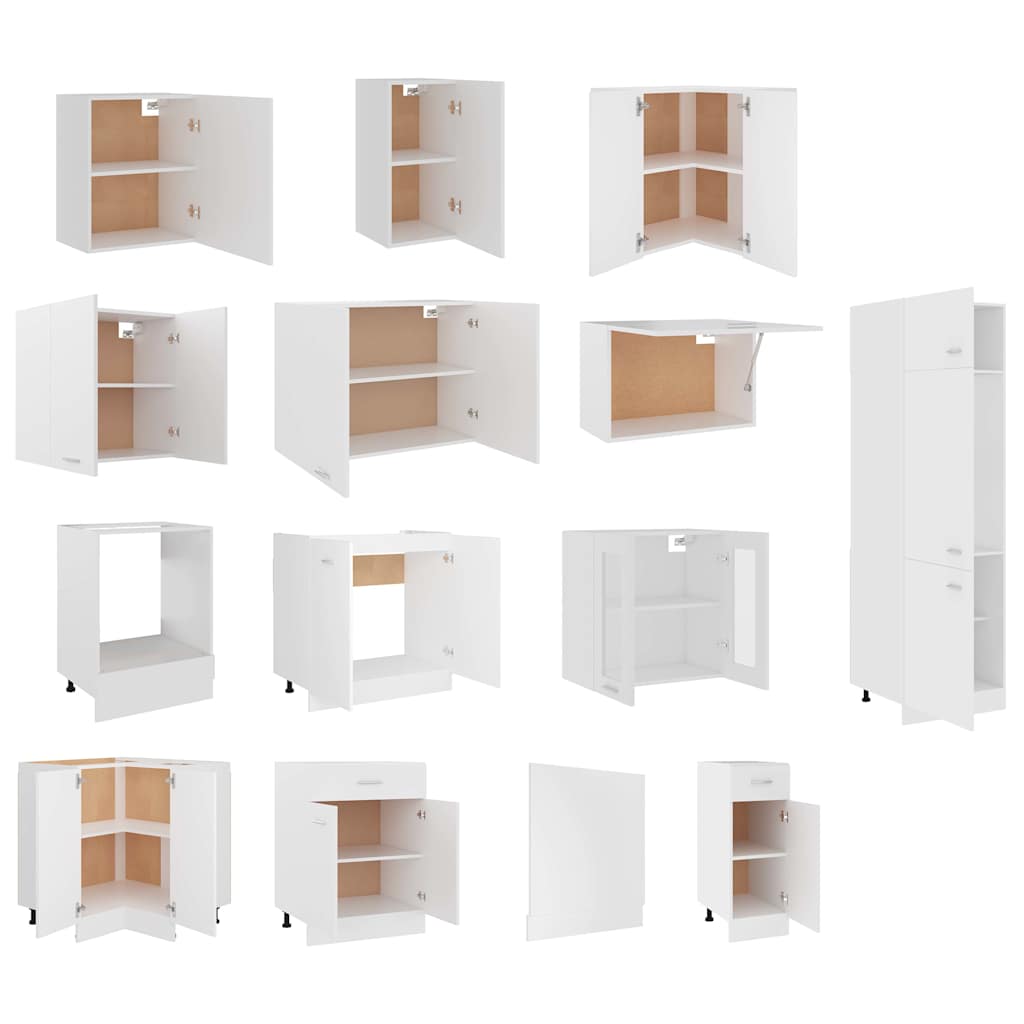 14 Piece Kitchen Cabinet Set Lyon" White Engineered Wood