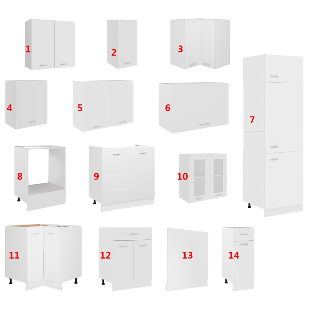 14 Piece Kitchen Cabinet Set Lyon" White Engineered Wood