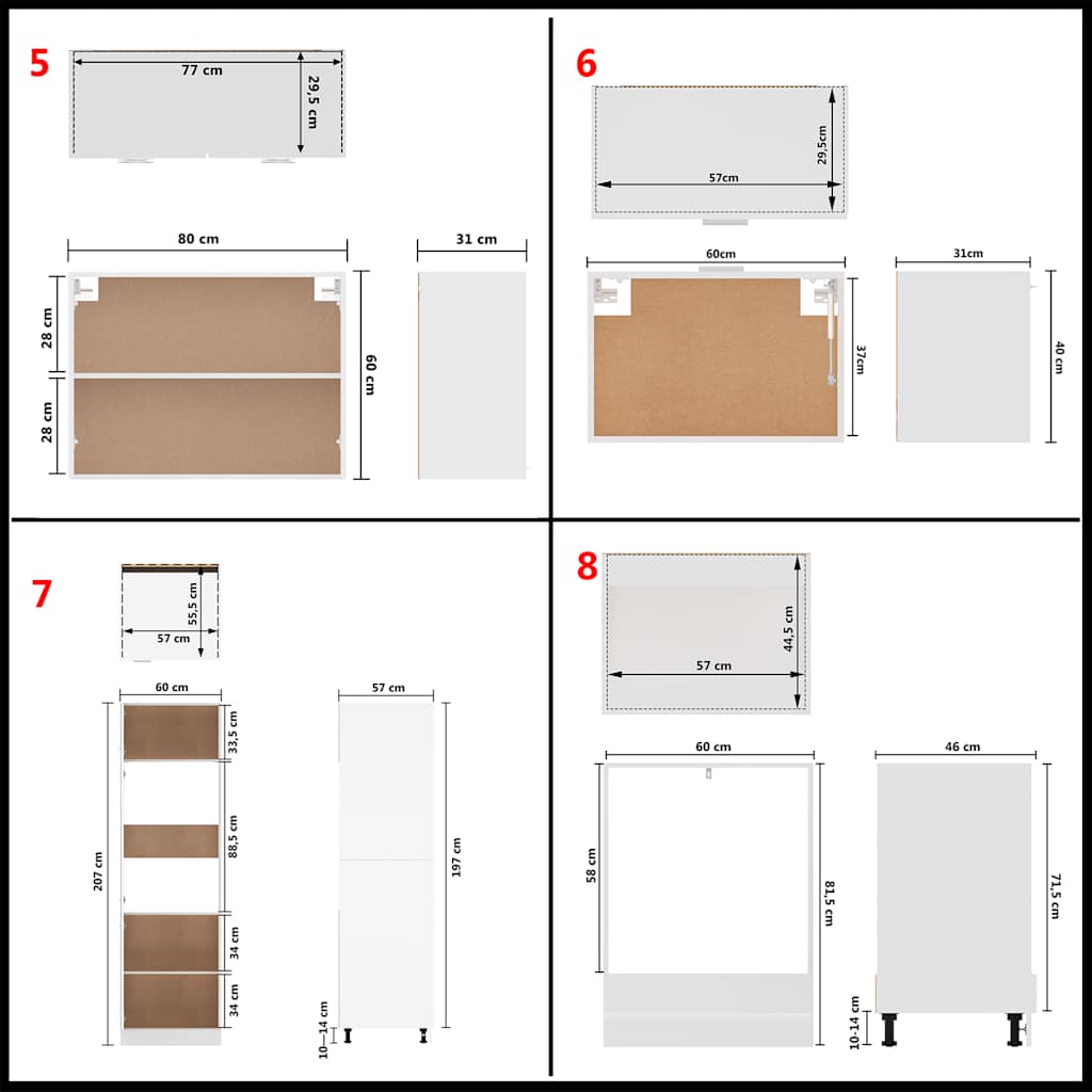 14 Piece Kitchen Cabinet Set Lyon" White Engineered Wood
