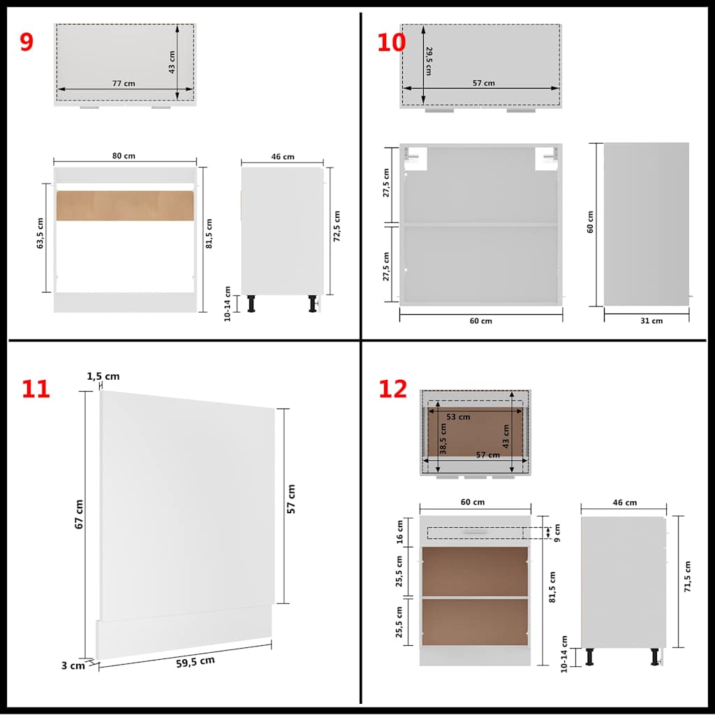 14 Piece Kitchen Cabinet Set Lyon" White Engineered Wood
