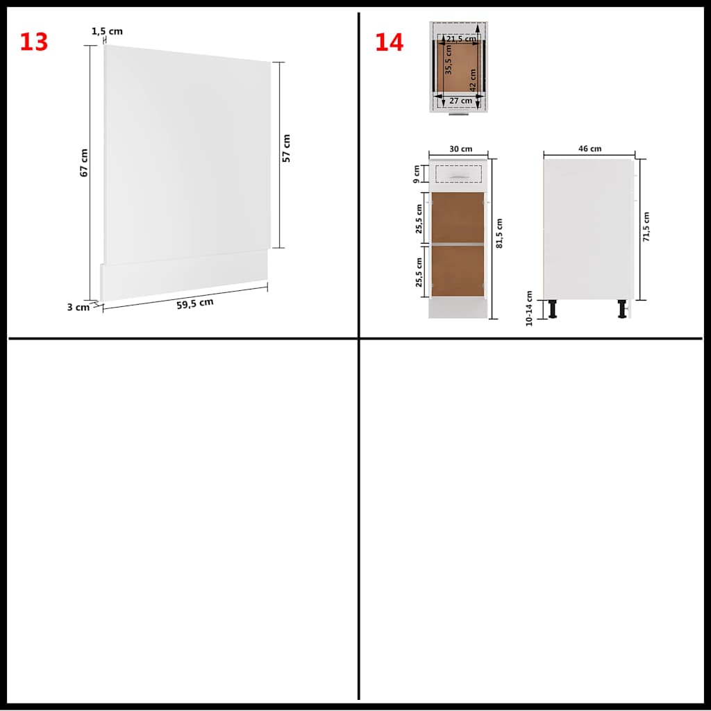 14 Piece Kitchen Cabinet Set Lyon" White Engineered Wood