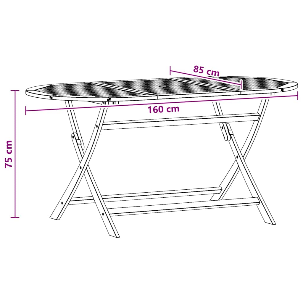 Folding Garden Table 160x85x75 cm Solid Eucalyptus Wood