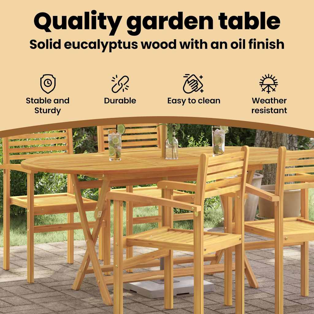 Folding Garden Table 160x85x75 cm Solid Eucalyptus Wood