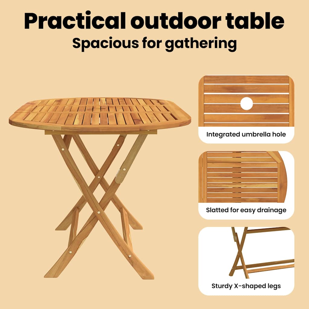 Folding Garden Table 160x85x75 cm Solid Eucalyptus Wood