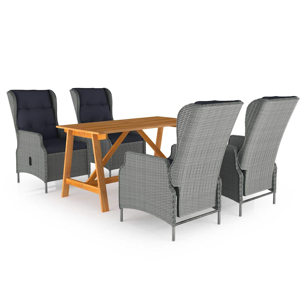5 Piece Garden Dining Set Light Grey