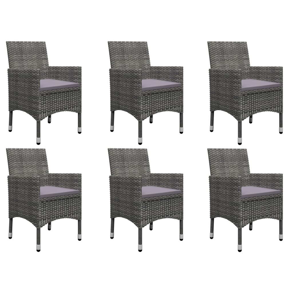 7 Piece Garden Dining Set Grey