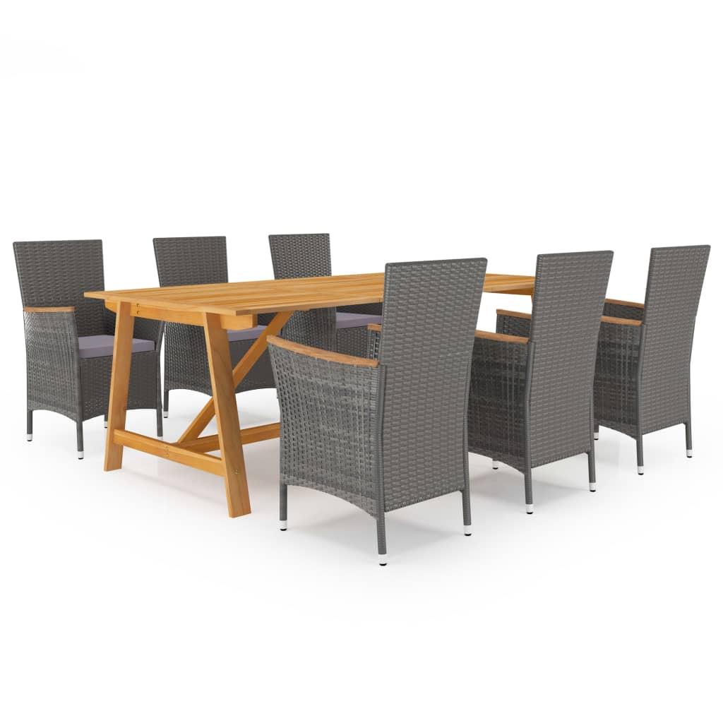 7 Piece Garden Dining Set Grey